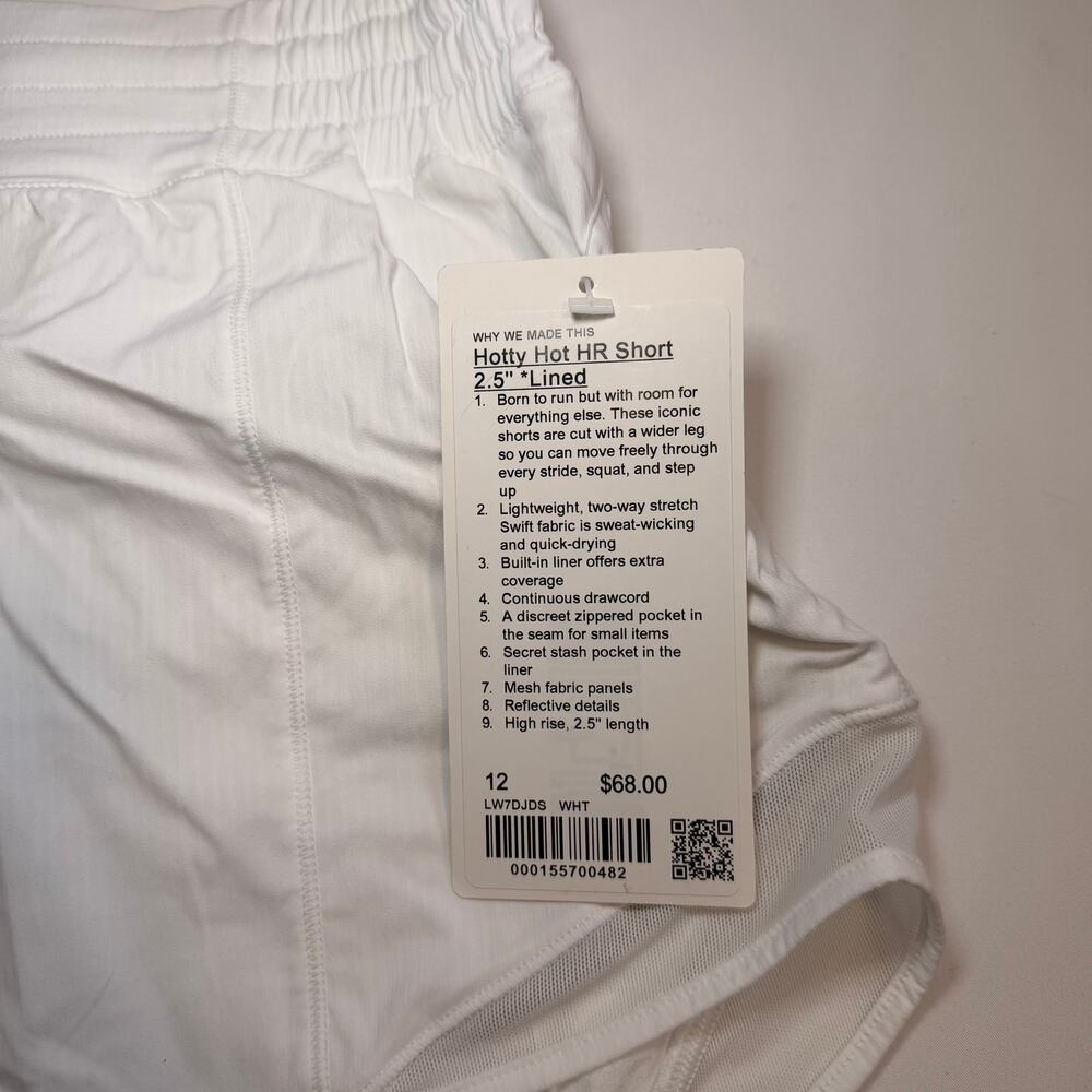 Lululemon Hotty Hot Shorts Size 12 White 2.5” Run Swift Lined - Picture 7 of 9
